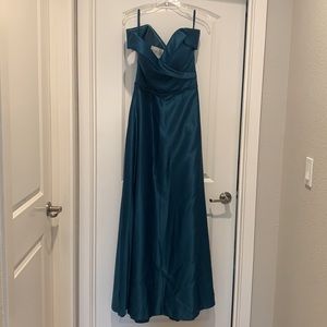 Mori Lee Bridesmaid Dress 21605 Teal - size 8